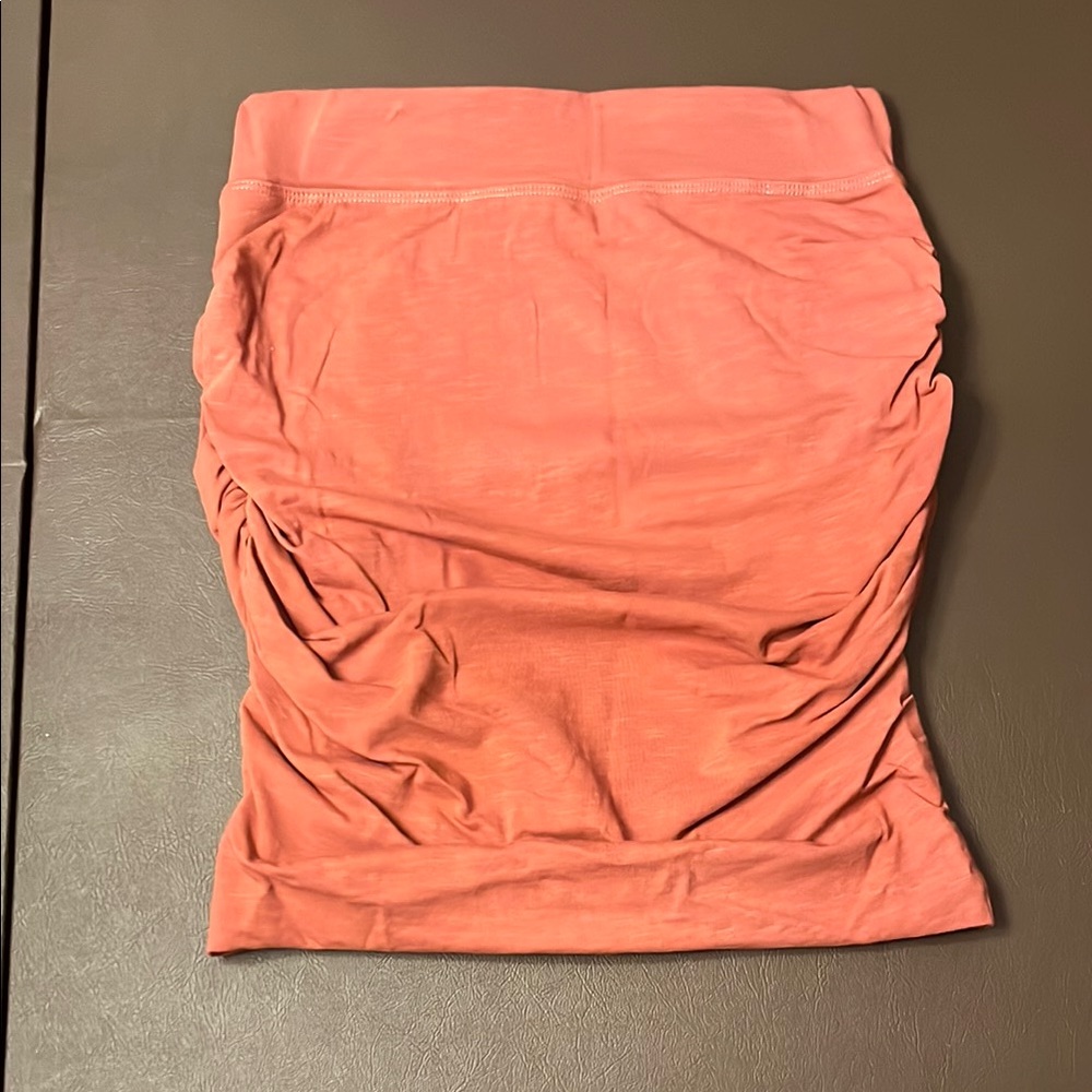 Sundry Orange Ruched Pencil Mini Skirt